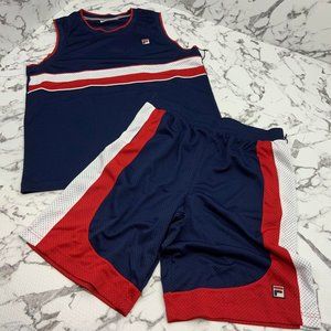 Men's Fila Navy | Red | White Mesh Short Set